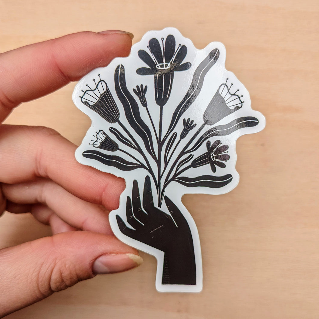 Flowers Black & White Sticker