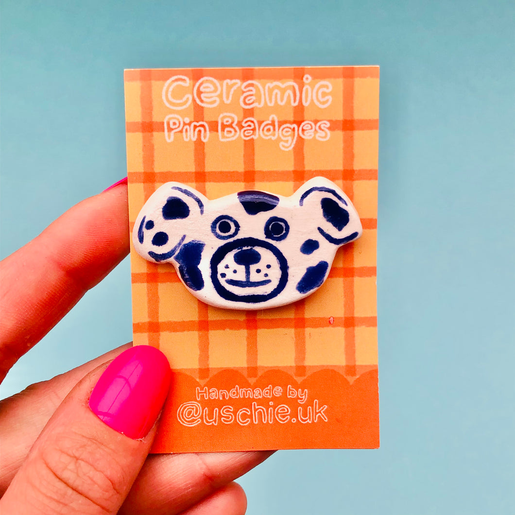 Spotty Dog Ceramic Badge