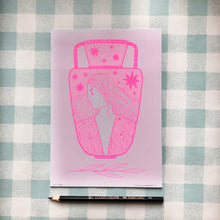 Load image into Gallery viewer, Minerva A5 Neon Pink Riso Print - Maya Doyle
